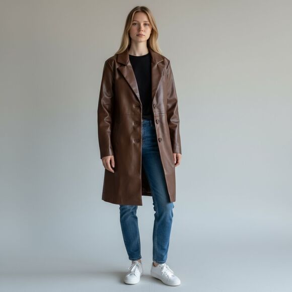 Abercrombie & Fitch — Vegan Leather Trench Coat — XXS — NWT - Picture 7 of 7